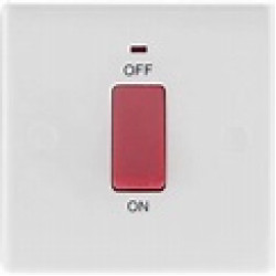 BG 874 Moulded Round Edge | White | 1 Gang 45A 2 Pole Neon Cooker Switch