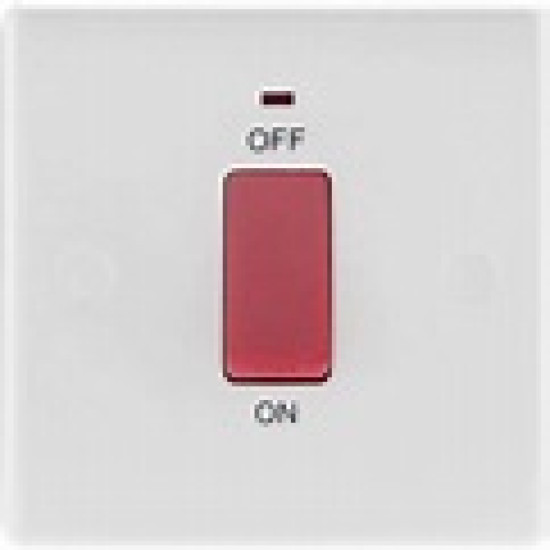 BG 874 Moulded Round Edge | White | 1 Gang 45A 2 Pole Neon Cooker Switch