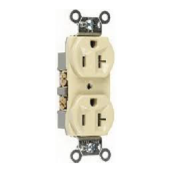 OM130RH-I – 20 Amp 250 Volt NEMA 5-20R Duplex Receptacle, Commercial Grade, Self Grounding, Ivory