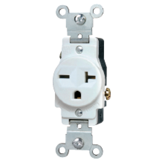 OM20RH-I–NEMA 6-20R 20 Amp 250 Volt Single Receptacle Commercial Grade Ivory